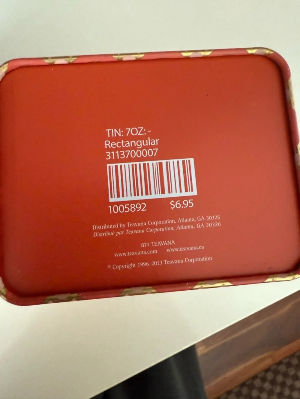 Teavana Collection of Three Rectangular Empty Tins Orange and Blue